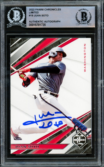 Juan Soto Autographed 2022 Panini Chronicles Limited Card #19 New York Yankees Beckett BAS #15781735