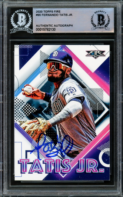 Fernando Tatis Jr. Autographed 2020 Topps Fire Card #95 San Diego Padres Beckett BAS #15782130