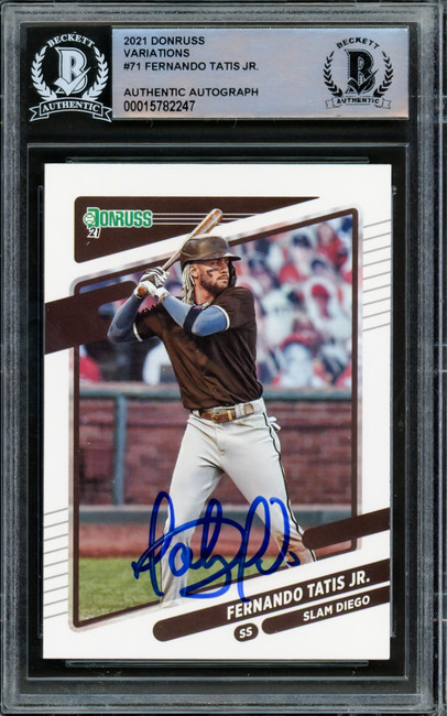 Fernando Tatis Jr. Autographed 2021 Donruss Variations Card #71 San Diego Padres Beckett BAS #15782247