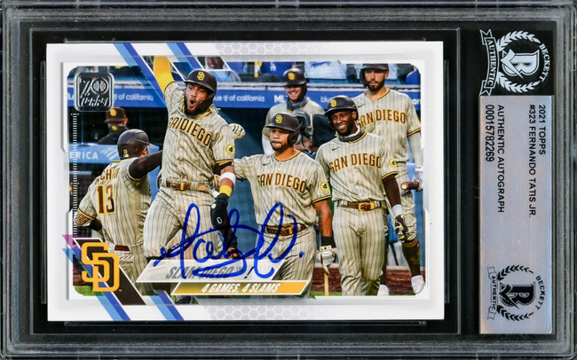 Fernando Tatis Jr. Autographed 2021 Topps Card #323 San Diego Padres Beckett BAS #15782269