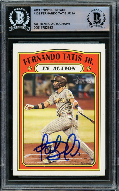 Fernando Tatis Jr. Autographed 2021 Topps Heritage Card #138 San Diego Padres Beckett BAS #15782362