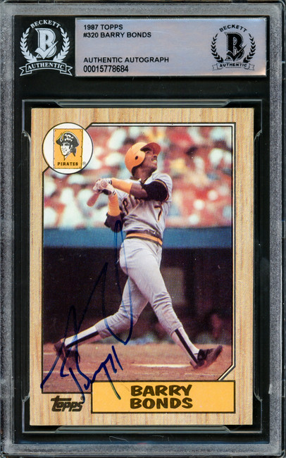 Barry Bonds Autographed 1987 Topps Card #320 Pittsburgh Pirates Vintage Rookie Signature Beckett BAS #15778684