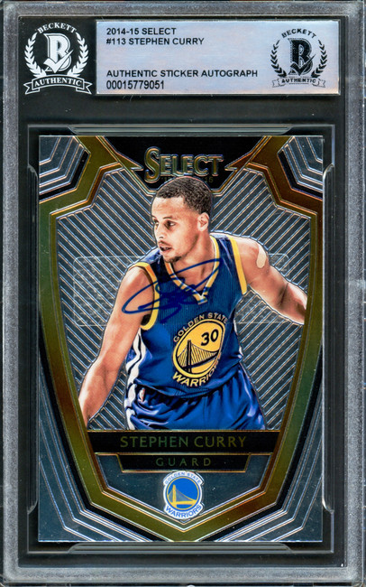 Stephen Curry Autographed 2014-15 Panini Select Card #113 Golden State Warriors Beckett BAS #15779051