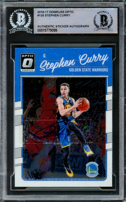 Stephen Curry Autographed 2016-17 Donruss Optic Card #135 Golden State Warriors Beckett BAS #15779099