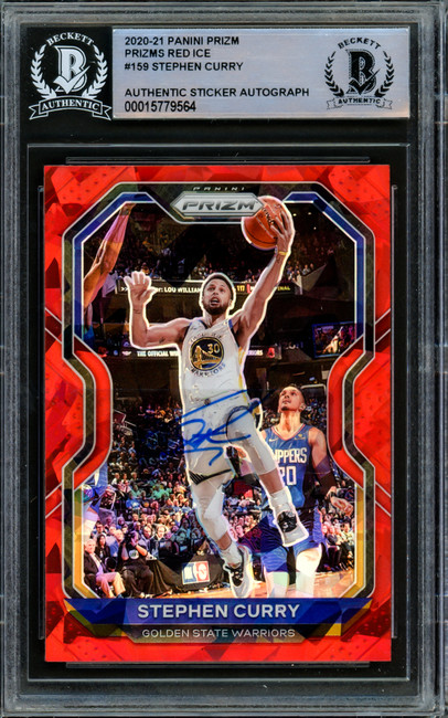 Stephen Curry Autographed 2020-21 Panini Prizm Red Ice Card #159 Golden State Warriors Beckett BAS #15779564