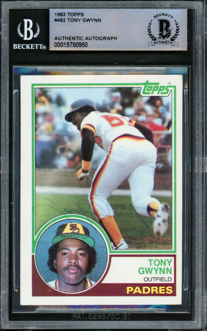 Tony Gwynn Autographed 1983 Topps Rookie Card #482 San Diego Padres (Light) Beckett BAS #15780950