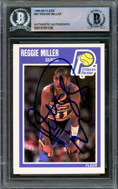 Reggie Miller Autographed 1989-90 Fleer Card #65 Indiana Pacers Beckett BAS #15781108