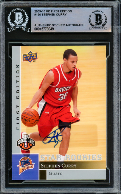 Stephen Curry Autographed 2009-10 Upper Deck First Edition Rookie Card #196 Golden State Warriors Beckett BAS #15778849