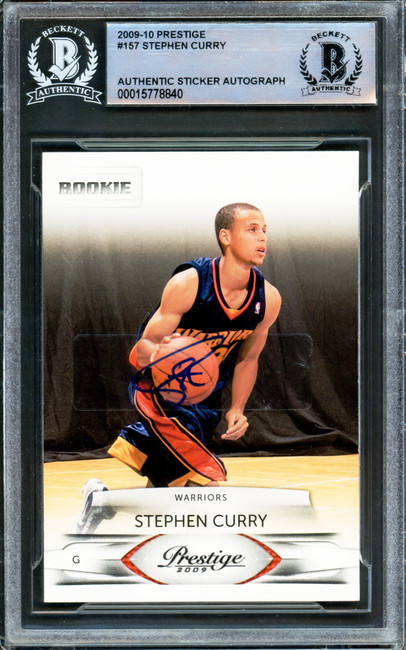 Stephen Curry Autographed 2009-10 Panini Prestige Rookie Card #157 Golden State Warriors Beckett BAS #15778840