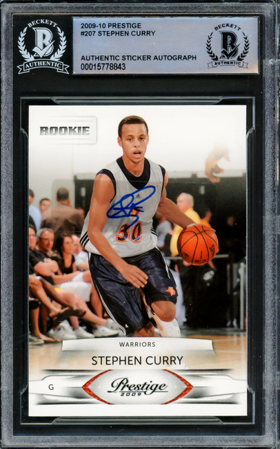 Stephen Curry Autographed 2009-10 Panini Prestige Rookie Card #207 Golden State Warriors Beckett BAS #15778843
