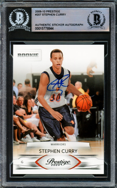 Stephen Curry Autographed 2009-10 Panini Prestige Rookie Card #207 Golden State Warriors Beckett BAS #15778844