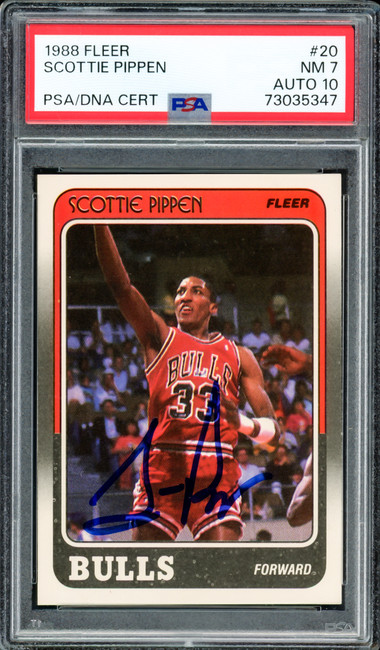 Scottie Pippen Autographed 1988 Fleer Rookie Card #20 Chicago Bulls PSA 7 Auto Grade Gem Mint 10 PSA/DNA #73035347