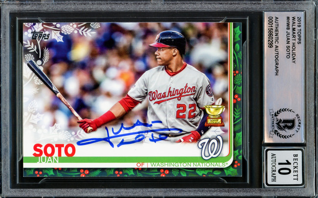 Juan Soto Autographed 2019 Topps Holiday Card #HW8 New York Yankees Auto Grade Gem Mint 10 Beckett BAS Stock #218666