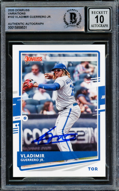 Vladimir Guerrero Jr. Autographed 2020 Donruss Variations Card #102 Toronto Blue Jays Auto Grade Gem Mint 10 Fielding Beckett BAS #15859531