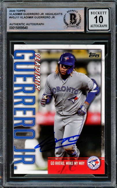 Vladimir Guerrero Jr. Autographed 2020 Topps Highlights Card #VGJ-11 Toronto Blue Jays Auto Grade Gem Mint 10 Beckett BAS #15859540