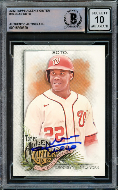 Juan Soto Autographed 2022 Topps Allen & Ginter Card #86 New York Yankees Auto Grade Gem Mint 10 Beckett BAS #15860629