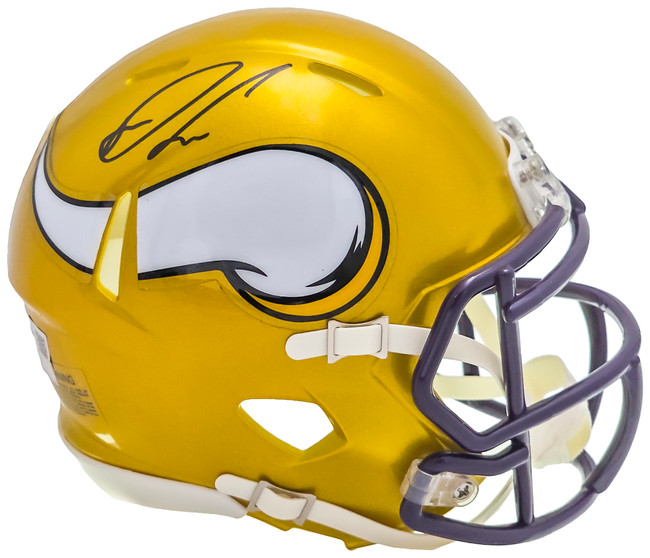 Dalvin Cook Autographed Minnesota Vikings Flash Yellow Speed Mini Helmet Fanatics Holo Stock #218722
