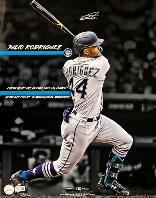 Julio Rodriguez Autographed 16x20 Photo Seattle Mariners First Hit Beckett BAS QR Stock #219040