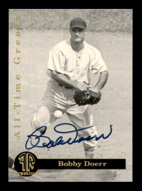 Bobby Doerr Autographed 1993 Front Row Card #4 Boston Red Sox SKU #219155 Bobby Doerr Autographed 1993 Front Row Card #4 Boston Red Sox SKU #219155