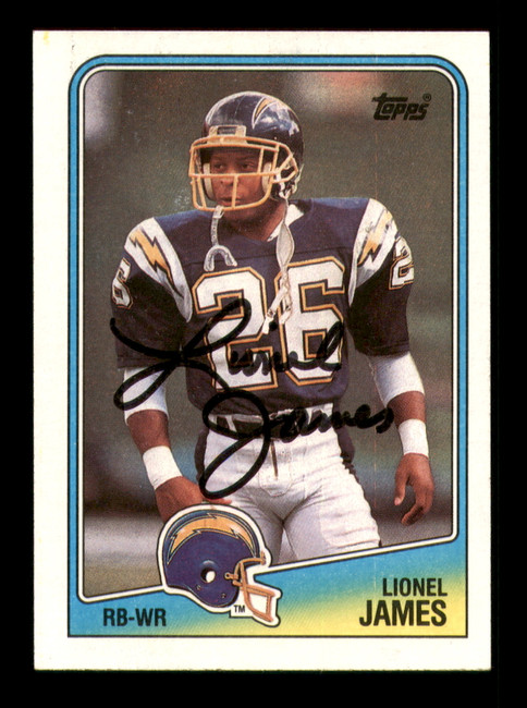 Lionel James Autographed 1988 Topps Card #207 San Diego Chargers SKU #219129