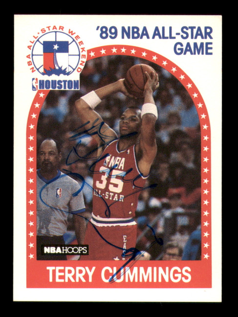 Terry Cummings Autographed 1989-90 Hoops Card #256 San Antonio Spurs SKU #219188