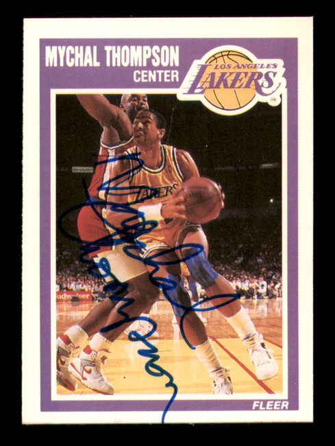 Mychal Thompson Autographed 1989-90 Fleer Card #79 Los Angeles Lakers SKU #219178