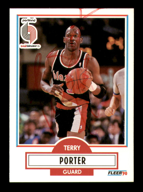 Terry Porter Autographed 1990-91 Fleer Card #158 Portland Trail Blazers SKU #219223