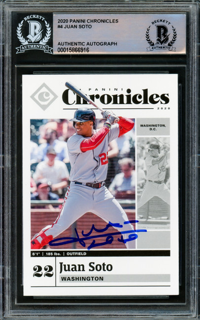 Juan Soto Autographed 2020 Panini Chronicles Card #4 New York Yankees Beckett BAS #15866916