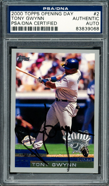 Tony Gwynn Autographed 2000 Topps Opening Day Card #2 Card San Diego Padres PSA/DNA #83839068