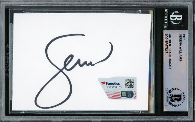 Serena Williams Autographed 2.5x3.5 Cut Signature Black Beckett BAS #15867647