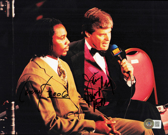 Lennox Lewis & Jim Lampley Autographed 8x10 Photo Beckett BAS QR #BH29149