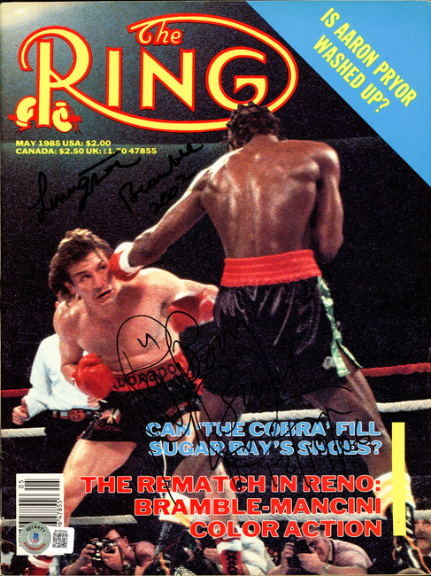 Ray "Boom Boom" Mancini & Livingstone Bramble Autographed Ring Magazine Beckett BAS #BH29294