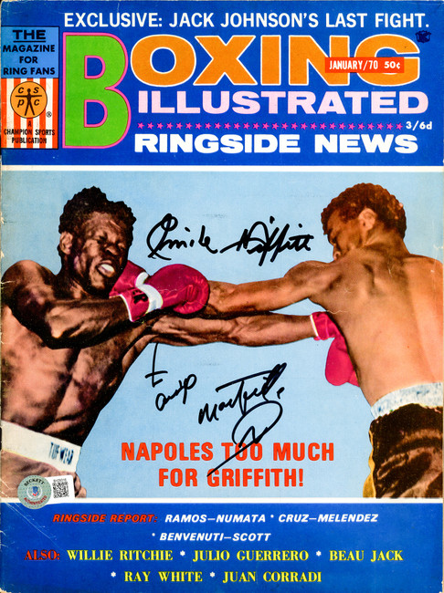 Jose Napoles & Emile Griffith Autographed Boxing Illustrated Magazine Beckett BAS #BH29316