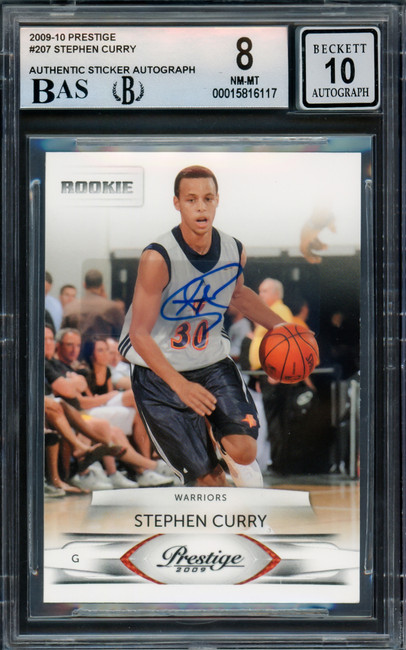 Stephen Curry Autographed 2009-10 Panini Prestige Rookie Card #207 Golden State Warriors BGS 8 Auto Grade Gem Mint 10 Beckett BAS #15816117