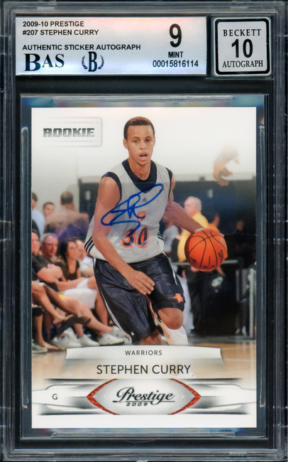 Stephen Curry Autographed 2009-10 Panini Prestige Rookie Card #207 Golden State Warriors BGS 9 Auto Grade Gem Mint 10 Beckett BAS #15816114
