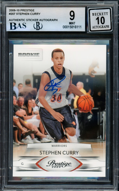 Stephen Curry Autographed 2009-10 Panini Prestige Rookie Card #207 Golden State Warriors BGS 9 Auto Grade Gem Mint 10 Beckett BAS #15816111