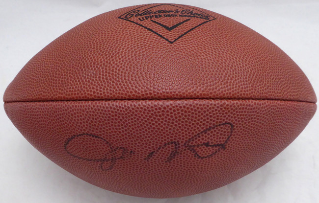 Joe Montana Autographed Collectors Choice NFL Leather Football San Francisco 49ers Beckett BAS #BJ25174