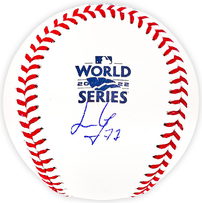 Luis Garcia Autographed Official 2022 World Series Logo MLB Baseball Houston Astros Beckett BAS Witness Stock #220458