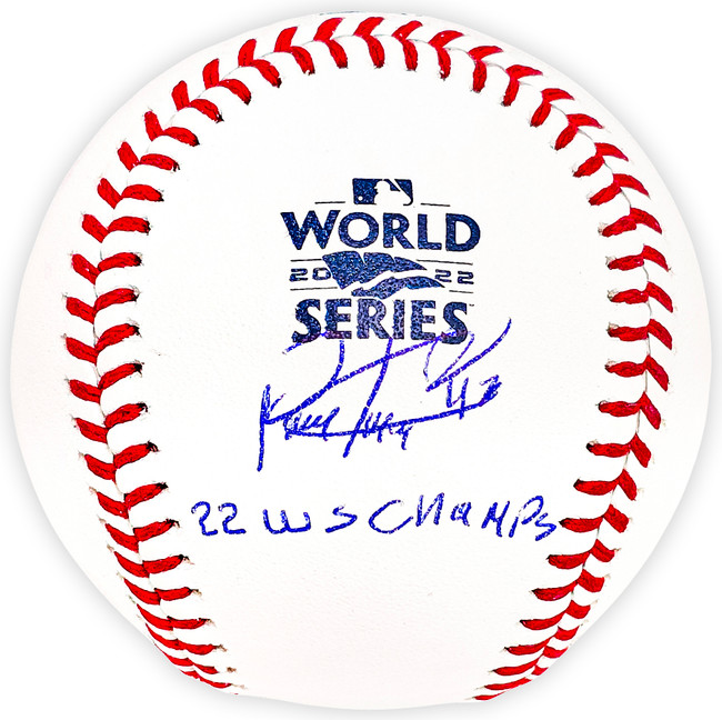 Rafael Montero Autographed Official 2022 World Series Logo MLB Baseball Houston Astros "22 WS Champs" Beckett BAS Witness Stock #220453