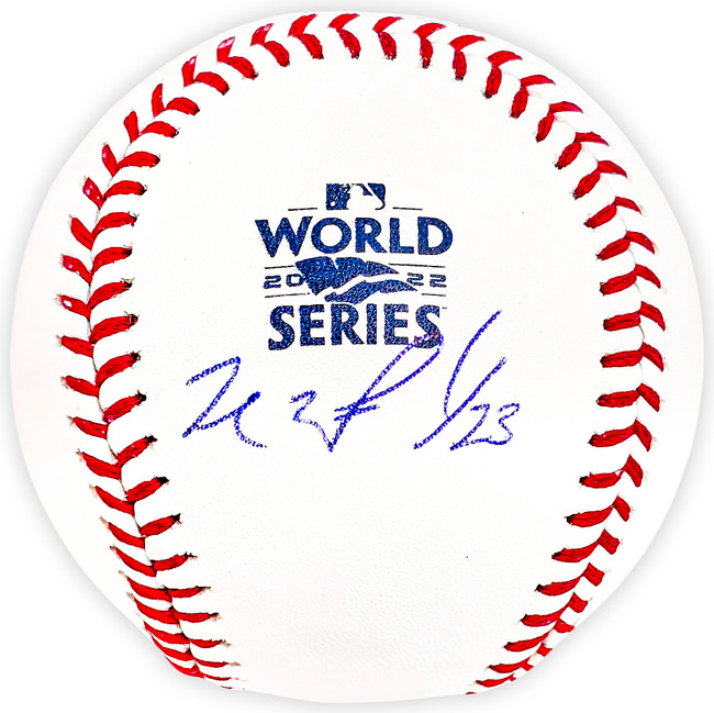 Michael Brantley Autographed Official 2022 World Series Logo MLB Baseball Houston Astros Beckett BAS Witness Stock #220456