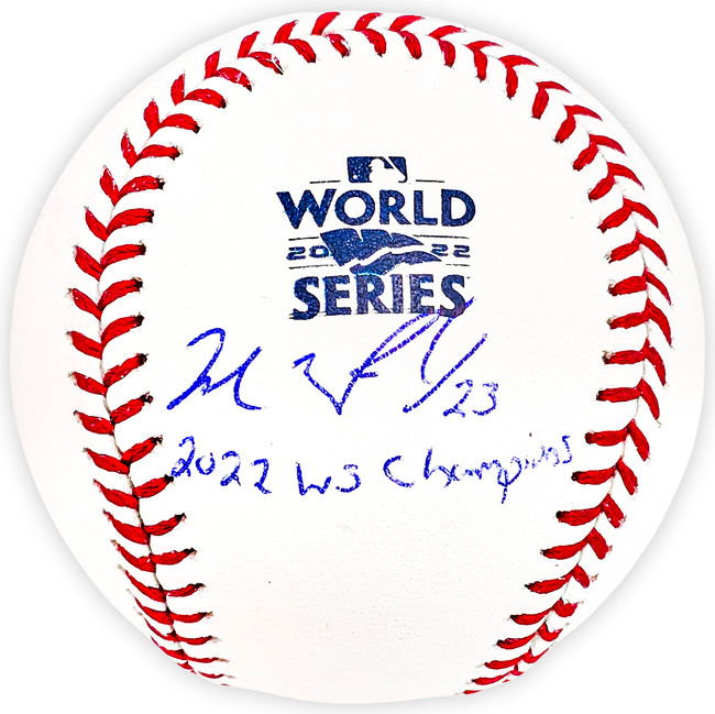 Michael Brantley Autographed Official 2022 World Series Logo MLB Baseball Houston Astros "2022 WS Champions" Beckett BAS Witness Stock #220455