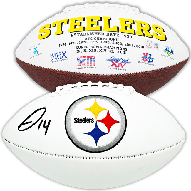 George Pickens Autographed Pittsburgh Steelers White Logo Football Beckett BAS QR Stock #220512