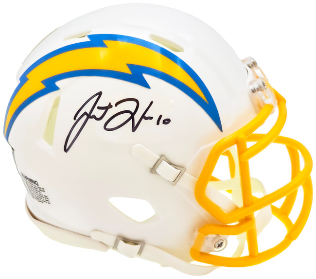 Justin Herbert Autographed Los Angeles Chargers White Speed Mini Helmet Beckett BAS QR Stock #220576