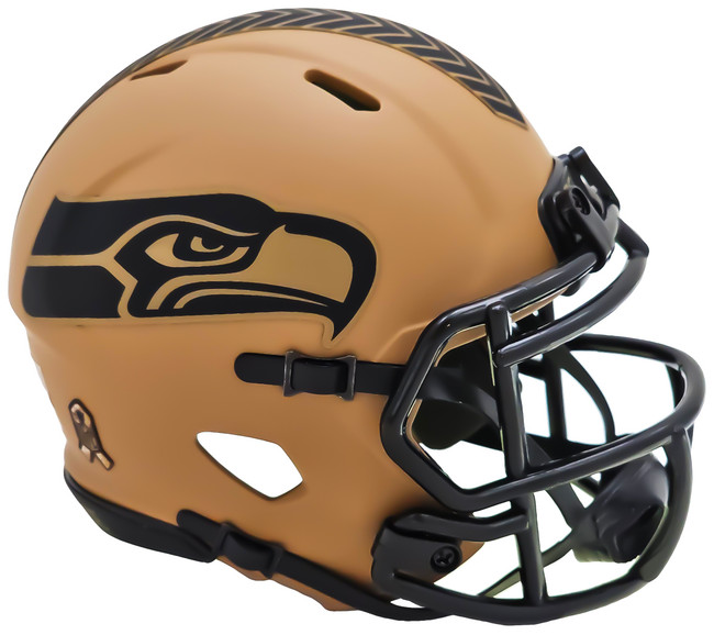 Seattle Seahawks Unsigned 2023 Salute To Service Camo Brown Speed Mini Helmet Stock #220597