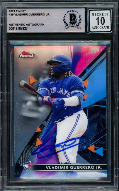 Vladimir Guerrero Jr. Autographed 2021 Topps Finest Card #39 Toronto Blue Jays Auto Grade Gem Mint 10 Beckett BAS Stock #220729