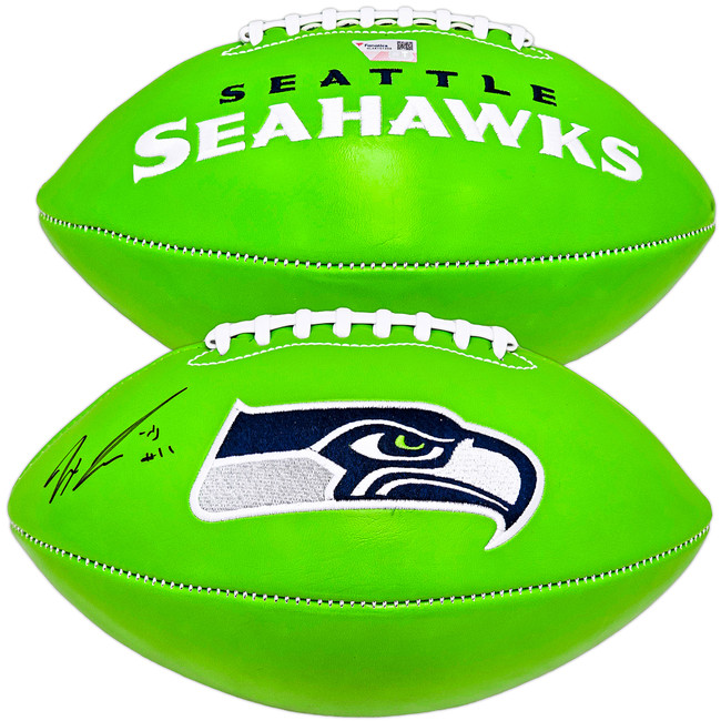 Jaxon Smith-Njigba Autographed Seattle Seahawks Green Logo Football Fanatics Holo Stock #220854