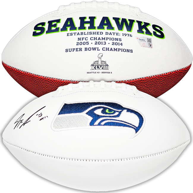 Jaxon Smith-Njigba Autographed Seattle Seahawks White Logo Football Fanatics Holo Stock #220855