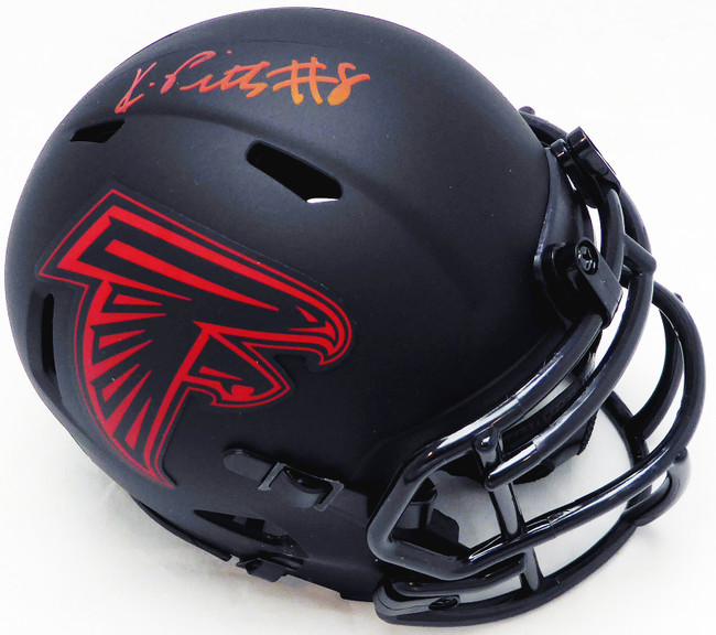 Kyle Pitts Autographed Atlanta Falcons Eclipse Black Speed Mini Helmet Beckett BAS Witness #WL88294