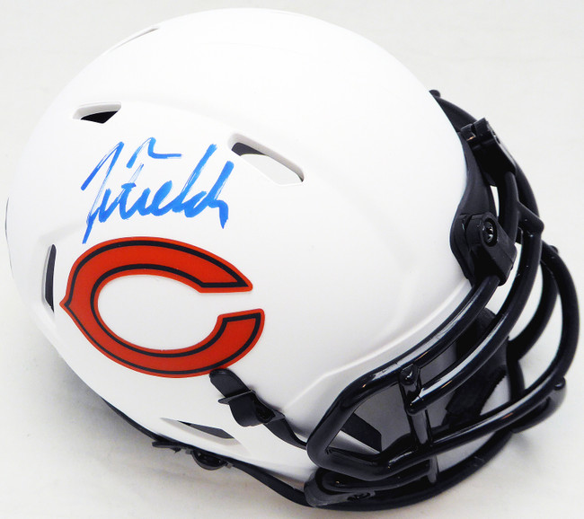 Justin Fields Autographed Chicago Bears Lunar Eclipse White Speed Mini Helmet Beckett BAS QR #BK69188