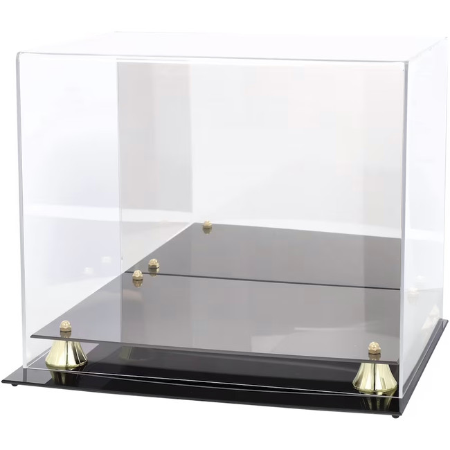 Fanatics Black Base & Gold Risers Display Case For Full Size Helmets With Mirror Stock #220703